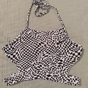 Funky checkered swimsuit top/cropped top